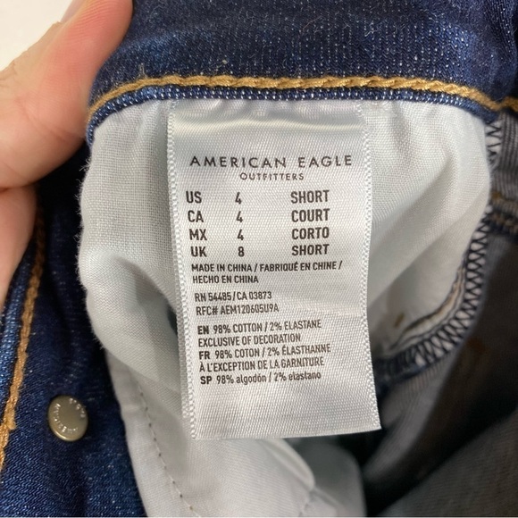 American Eagle Super Hi-Rise Ripped Distressed Jegging Dark Wash Denim Jeans 4 - Picture 6 of 6